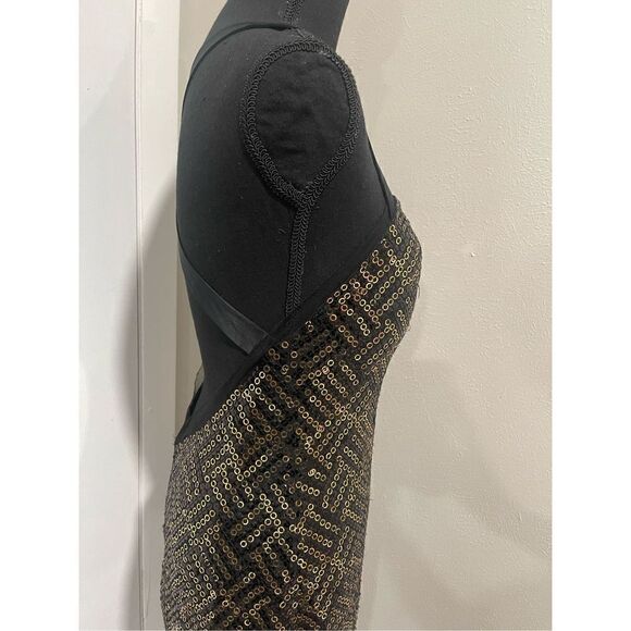 Marc Bouwer Black & Gold Sequined Dress Size 10 - Picture 7 of 12